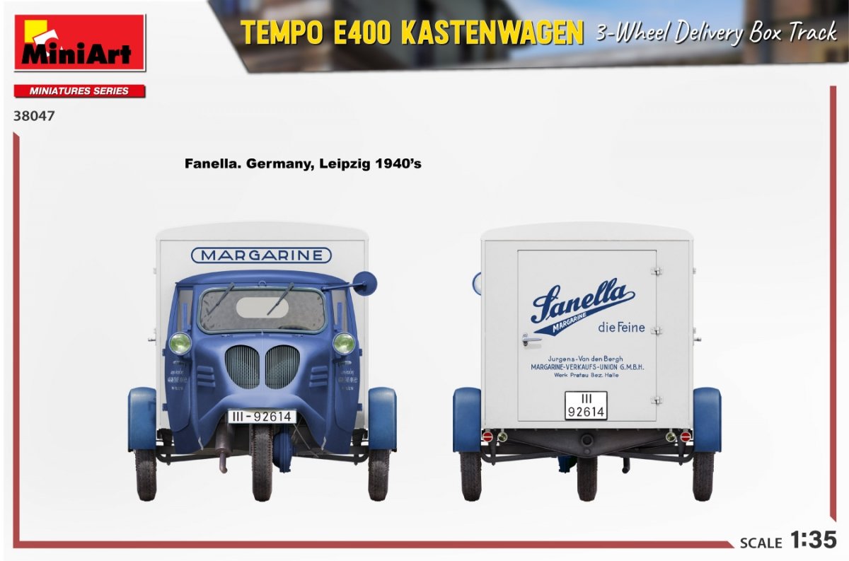 MiniArt 38047 TEMPO E400 KASTENWAGEN CAMION DE LIVRAISON À 3 ROUES SUR VOIE 1/35  – image 16