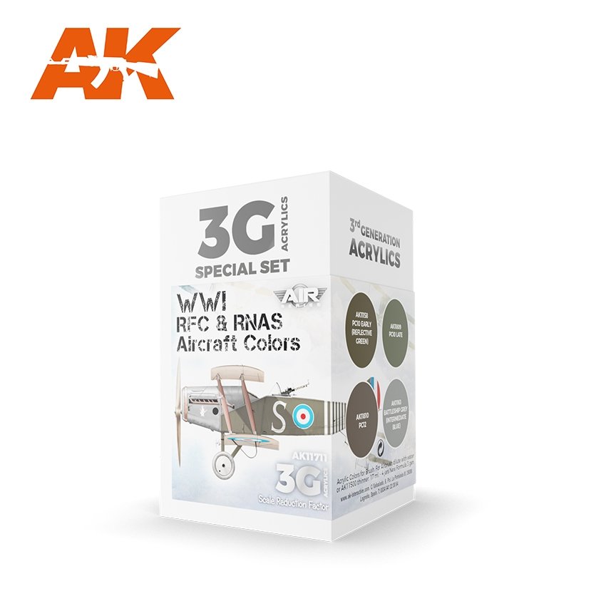 AK Interactive AK11711 WWI RFC &amp;amp; RNAS. Couleurs d&amp;#39;avions britanniques 4 x 17 ml