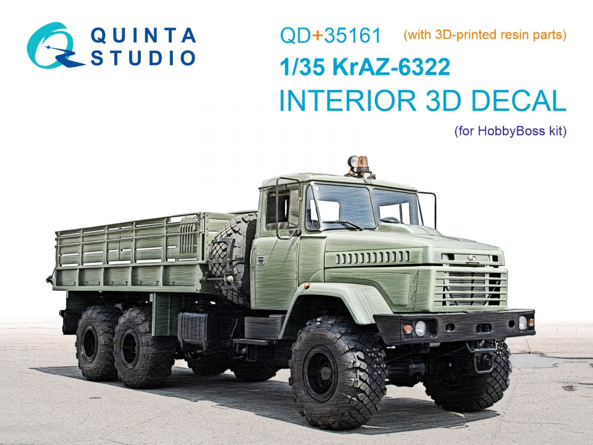 Quinta Studio QD+35161 KrAZ-6322 3D-Printed & coloured Interior on decal paper (HobbyBoss) (with 3D-printed resin parts) 1/35