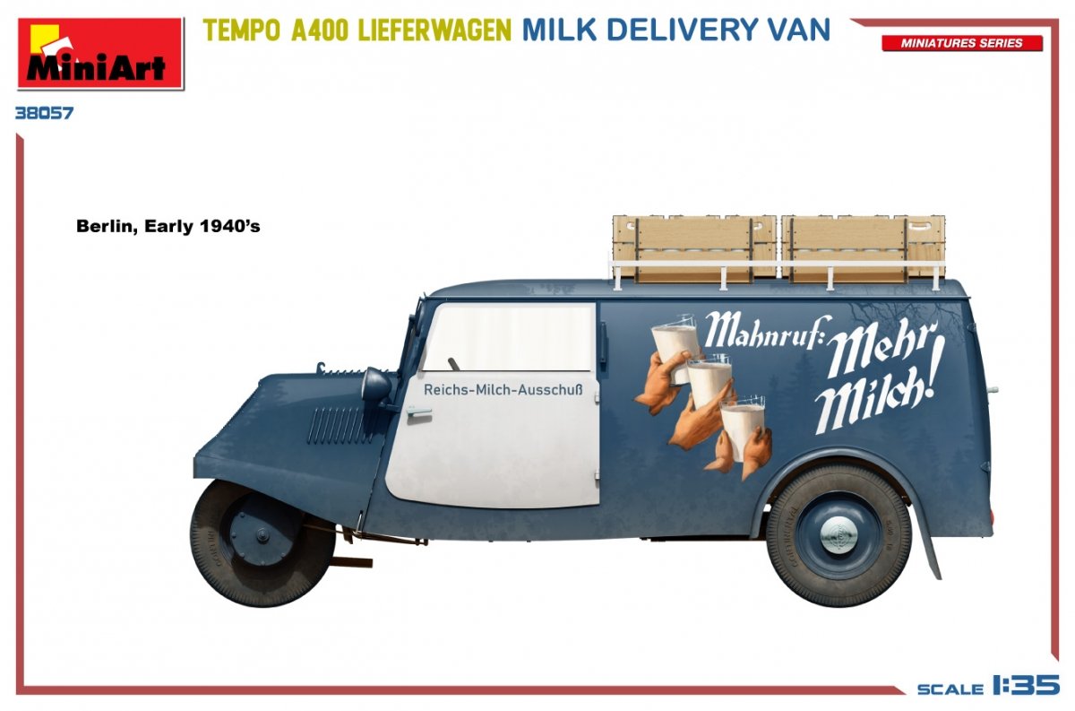 MiniArt 38057 TEMPO A400 LIEFERWAGEN. FOURgon DE LIVRAISON DE LAIT 1/35 – Bild 5