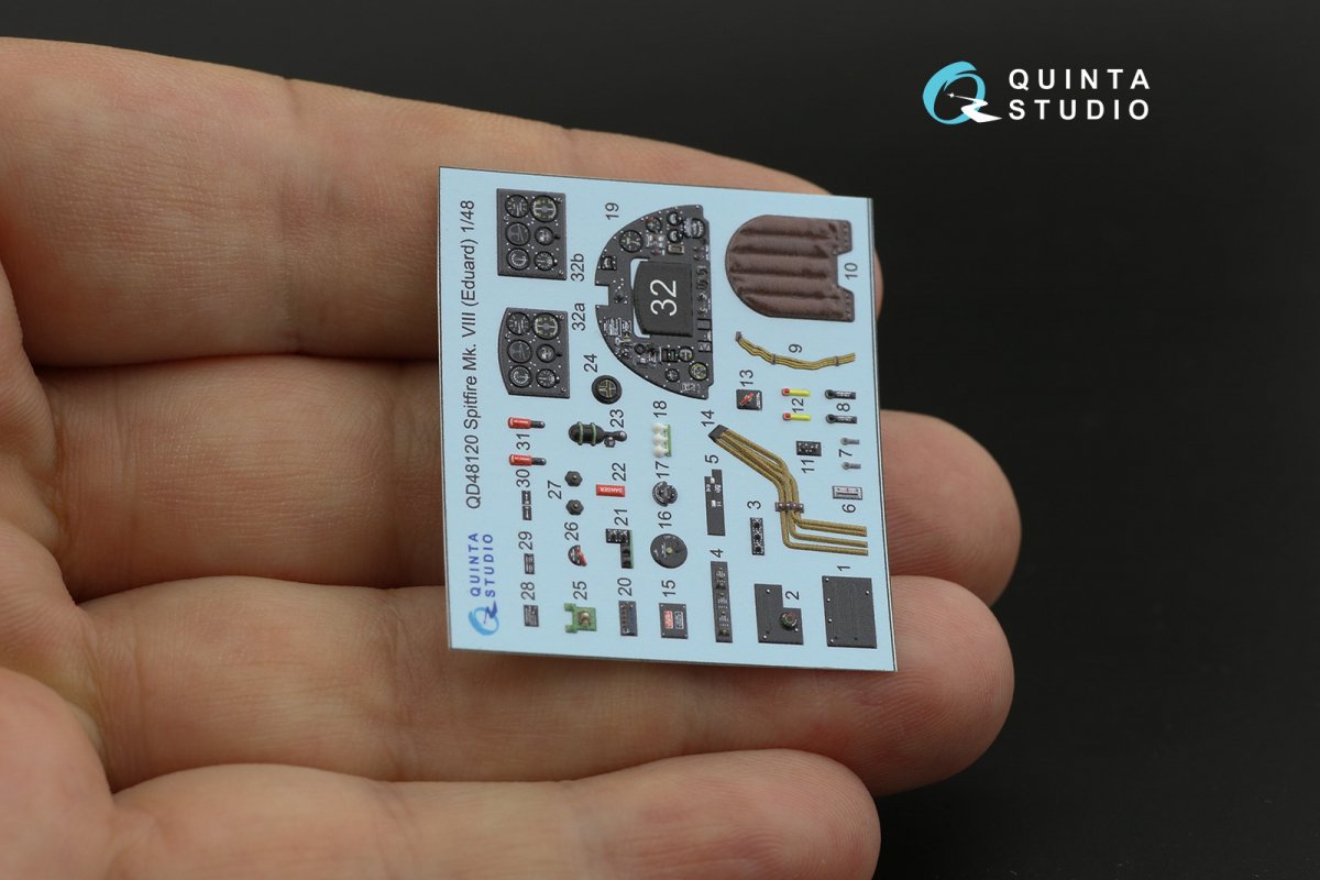 Intérieur imprimé en 3D et coloré sur papier décalcomanie Quinta Studio QD48120 Spitfire Mk.VIII (Eduard) 1/48 – image 5