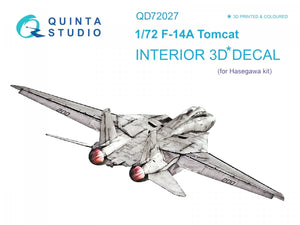 Intérieur imprimé en 3D et coloré sur papier décalcomanie Quinta Studio QD72027 F-14A (pour maquette Hasegawa) 1/72