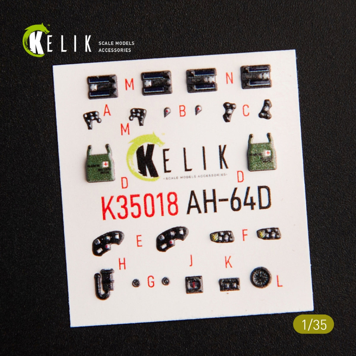 KELIK K35018 AH-64D APACHE - Décalcomanies 3D pour intérieur de maquette TAKOM au 1/35 – image 4