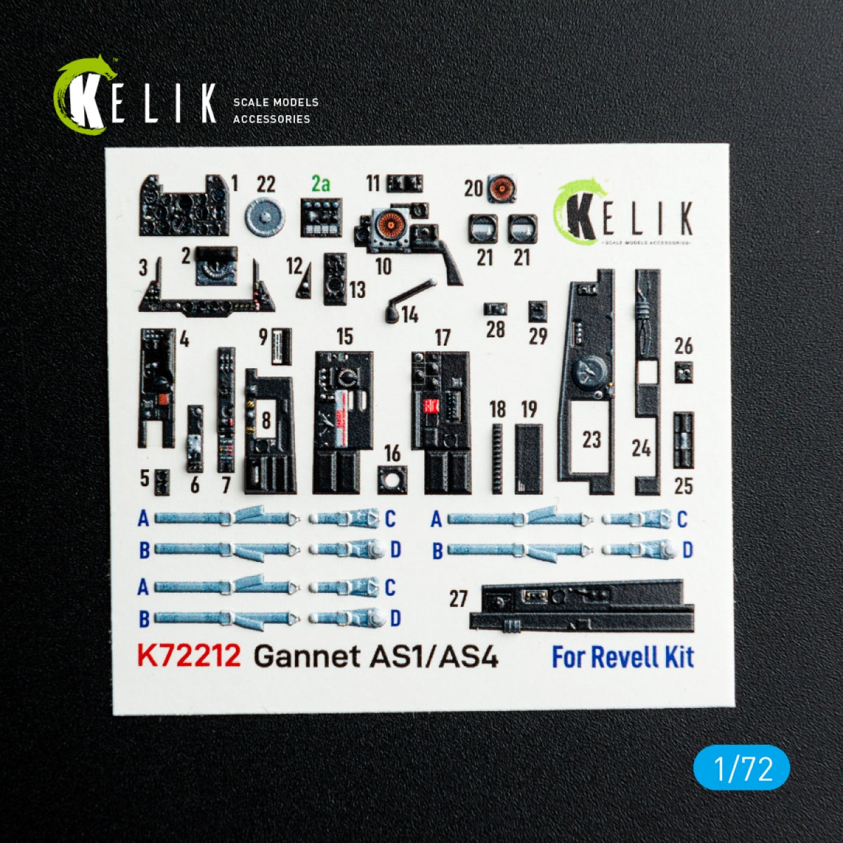 Kelik K72212 Gannet AS1/AS4 - interior 3D decals for Revell kit 1/72