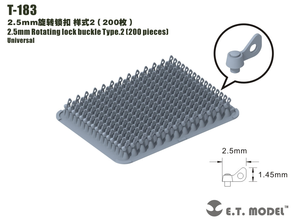 Boucle de verrouillage rotative ET modèle T-183 2,5 mm type 2 (200 pièces)