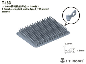 Boucle de verrouillage rotative ET modèle T-183 2,5 mm type 2 (200 pièces)