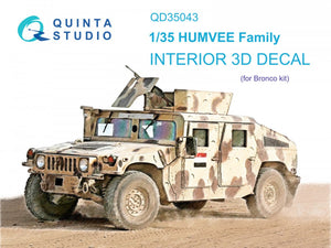 Intérieur imprimé en 3D et coloré sur papier décalcomanie pour la famille HUMVEE (Bronco) de Quinta Studio QD35043, échelle 1/35
