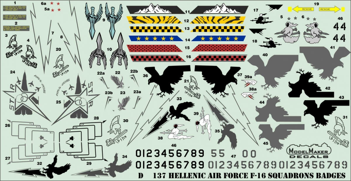 ModelMaker Decals D48137 Hellenic Air Force F-16&amp;#39;s Squadrons 1/48 – zdjęcie 3