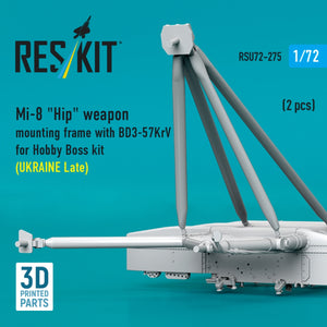 RESKIT RSU72-0275 Mi-8 "Hip" weapon mounting frame with BD3-57KrV for Hobby Boss kit (UKRAINE Late) (2 pcs) (3D Printed) 1/72