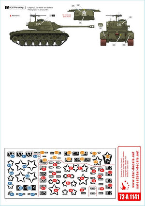 Star Decals 72-A1141 Guerre de Corée 1950-53 n° 2. Chars de l&amp;#39;USMC. Pershing. Échelle 1/72 – immagine 2