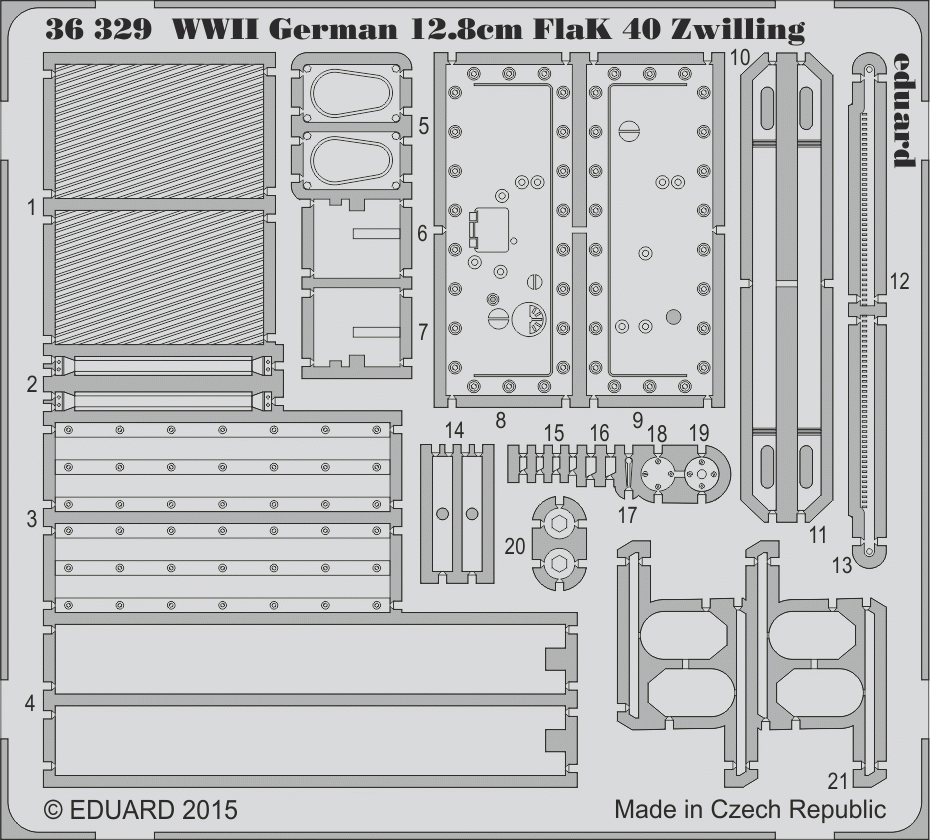 Eduard 36329 WWII allemand 12,8 cm FlaK 40 Zwilling 1/35 Takom