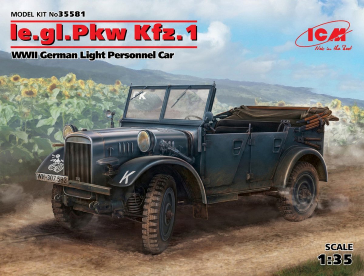 ICM 35581 le.gl.Einheits-Pkw Kfz.1, voiture de personnel légère allemande de la Seconde Guerre mondiale 1/35