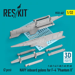 RESKIT RS32-0447 PYLÔNES INTÉRIEURS DE L&amp;#39;AÉRONEF POUR F-4 « PHANTOM II » (2 PIÈCES) (IMPRIMÉS EN 3D) 1/32