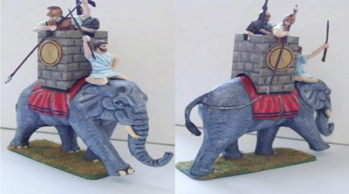 Hat 9023 Carthaginian War Elephant with 3 Man Crew 1/32