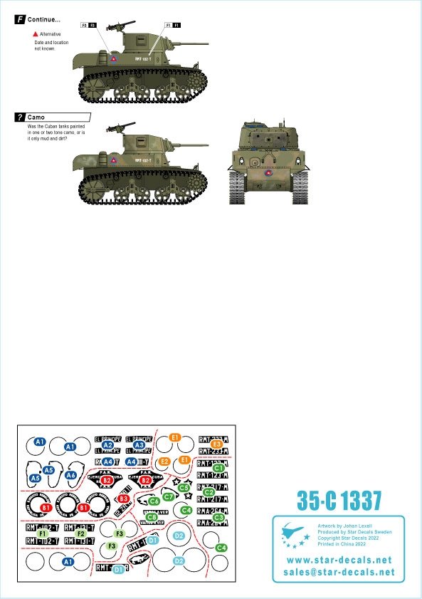 Star Decals 35-C1337 Chars et véhicules blindés à Cuba n° 1. M4A3E8 Sherman, A34 Comet, Staghound, Greyhound, M3A1 Scout Car, M3A1 Stuart. Échelle 1/35 – immagine 3