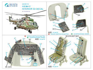 Quinta Studio QD35110 Mi-17 Intérieur coloré imprimé en 3D sur papier décalcomanie (Trumpeter) 1/35  – immagine 2