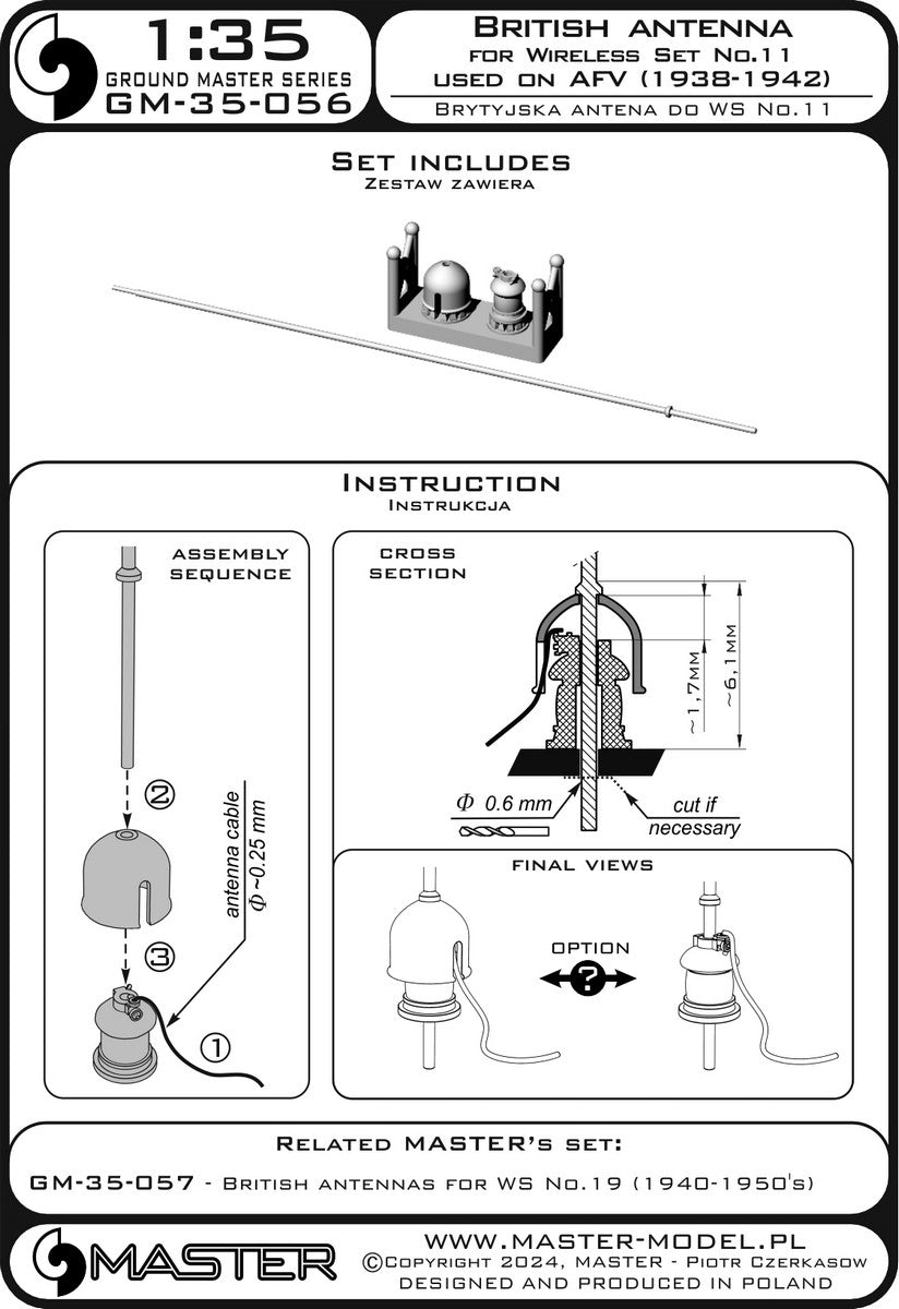 Antenne Master GM-35-056 pour radio britannique WS n° 11 - utilisée sur les véhicules de 1938 à 1942, échelle 1/35 – image 11