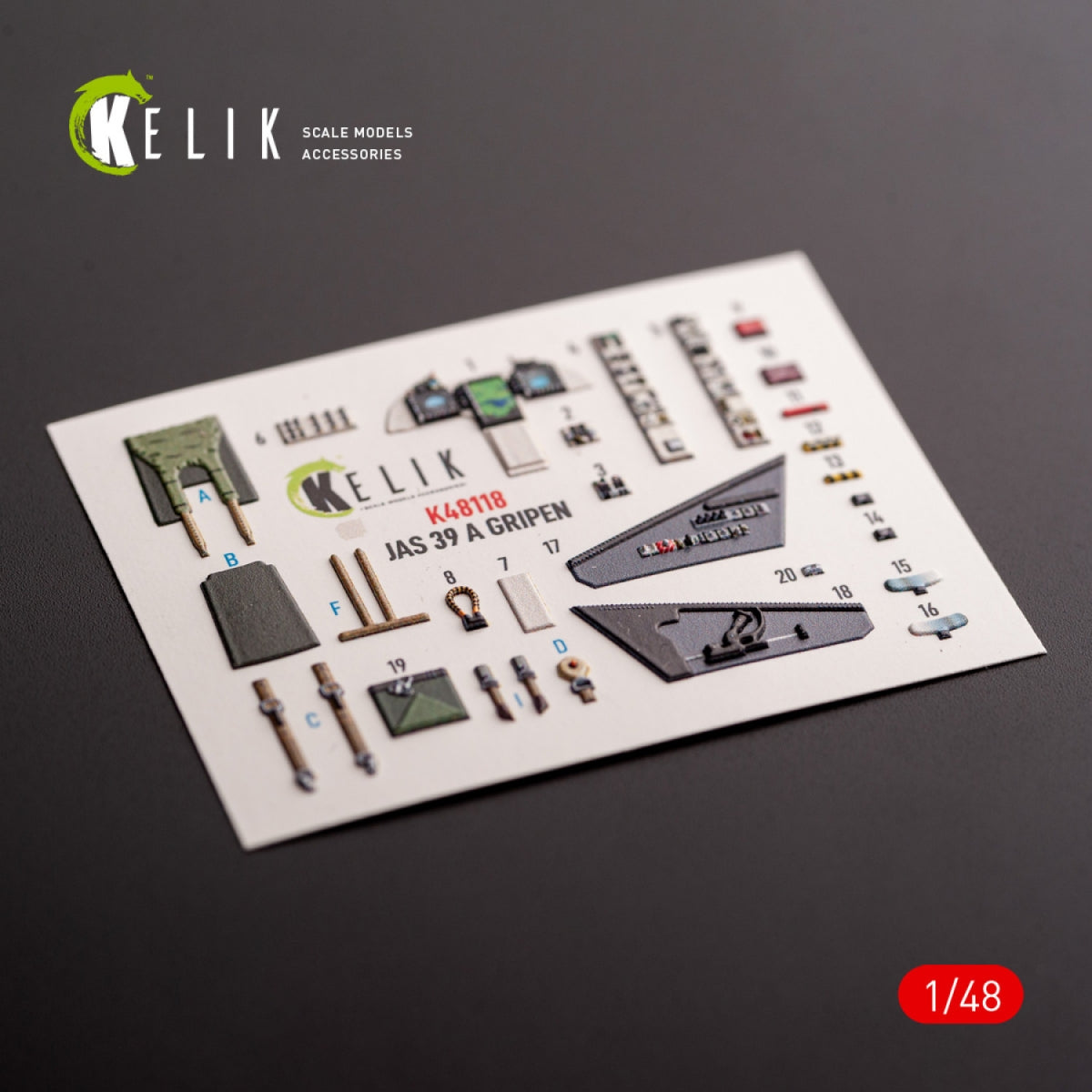 Kelik K48118 Jas-39 A - interior 3D decals for Italeri kit 1/48