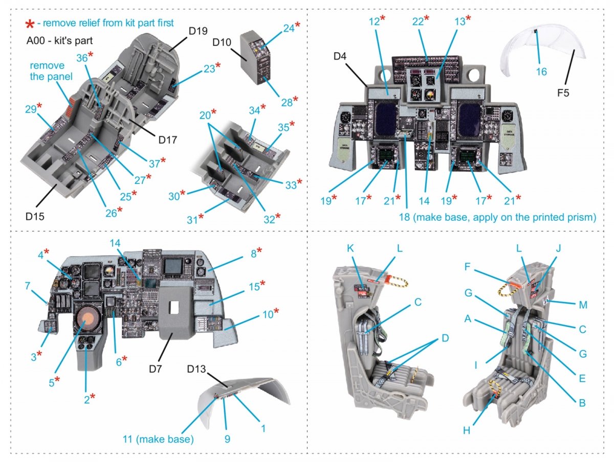 Intérieur imprimé en 3D et coloré sur papier décalcomanie (Kinetic) Quinta Studio QD48270 EA-6B Prowler (ICAP II) 1/48 – Bild 11