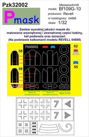 Masque PZK32002 MESSERSCHMITT BF109G-10 (REVELL 04888) (1/32)