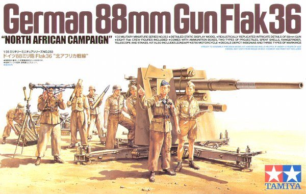 Tamiya 35283 Canon allemand Flak36 de 88 mm « Campagne d'Afrique du Nord » (1/35)
