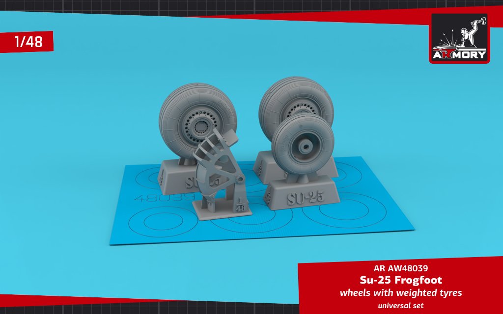Armory Models AW48039 Sukhoj Su-25 Frogfoot roues avec pneus lestés, garde-boue 1/48