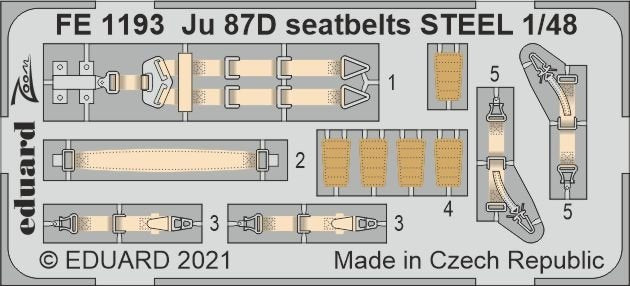 Ceintures de sécurité Eduard FE1193 Ju 87D en acier HASEGAWA / HOBBY 2000 1/48