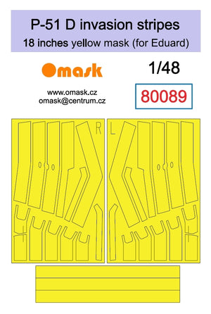 Omask 80089 Bandes d&amp;#39;invasion P-51 D 18 pouces - masque jaune (pour Eduard) 1/48