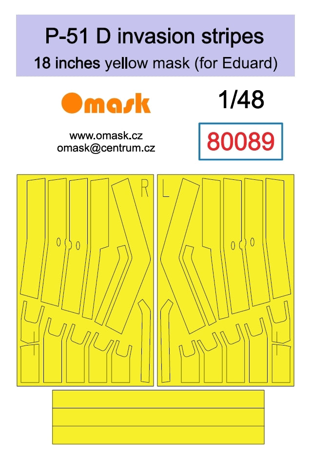 Omask 80089 Bandes d&amp;#39;invasion P-51 D 18 pouces - masque jaune (pour Eduard) 1/48