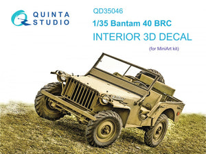 Intérieur imprimé en 3D et coloré sur papier décalcomanie Quinta Studio QD35046 Bantam 40 BRC (Mini Art) 1/35