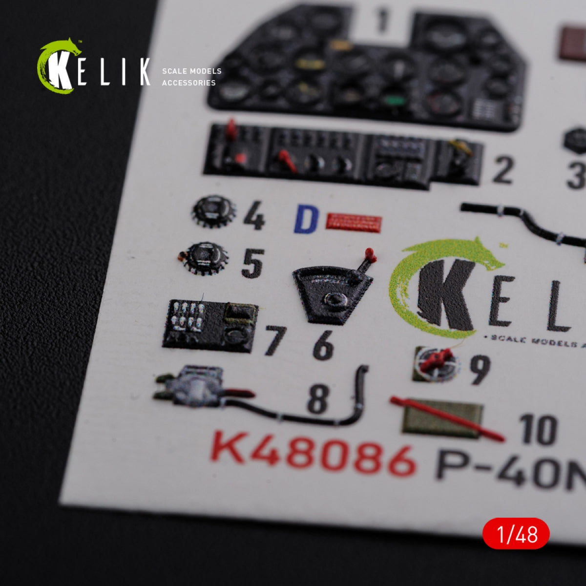 Décalcomanies 3D intérieures KELIK K48086 P-40N pour maquette Academy au 1/48 – immagine 4