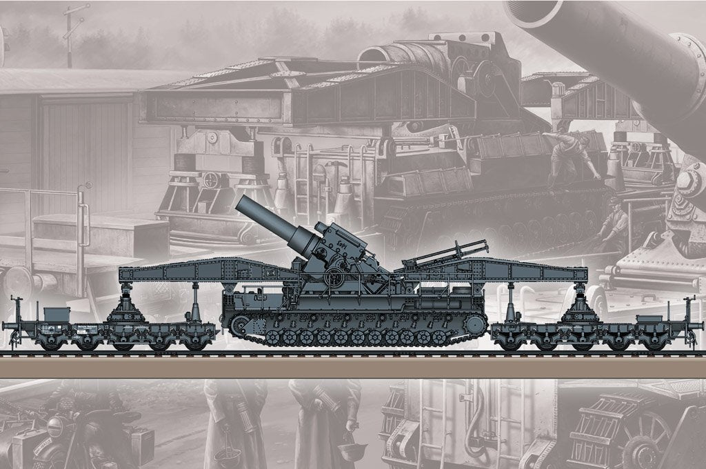 Hobby Boss 82961 Camion allemand KARL-Geraet 040/041 sur châssis de transport ferroviaire 1/72