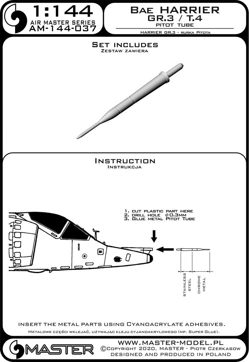 Tube Pitot Master AM-144-037 Harrier GR.3 / T.4 - Échelle 1/144 – Bild 2