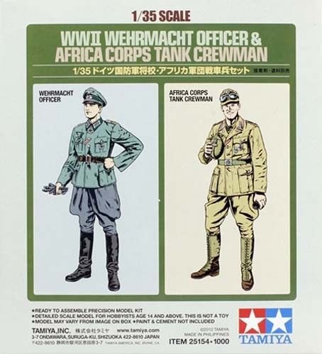Tamiya 25154 Officier de la Wehrmacht et membre d'équipage de char du Corps africain 1/35
