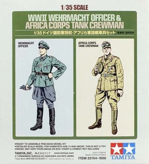 Tamiya 25154 Officier de la Wehrmacht et membre d&amp;#39;équipage de char du Corps africain 1/35