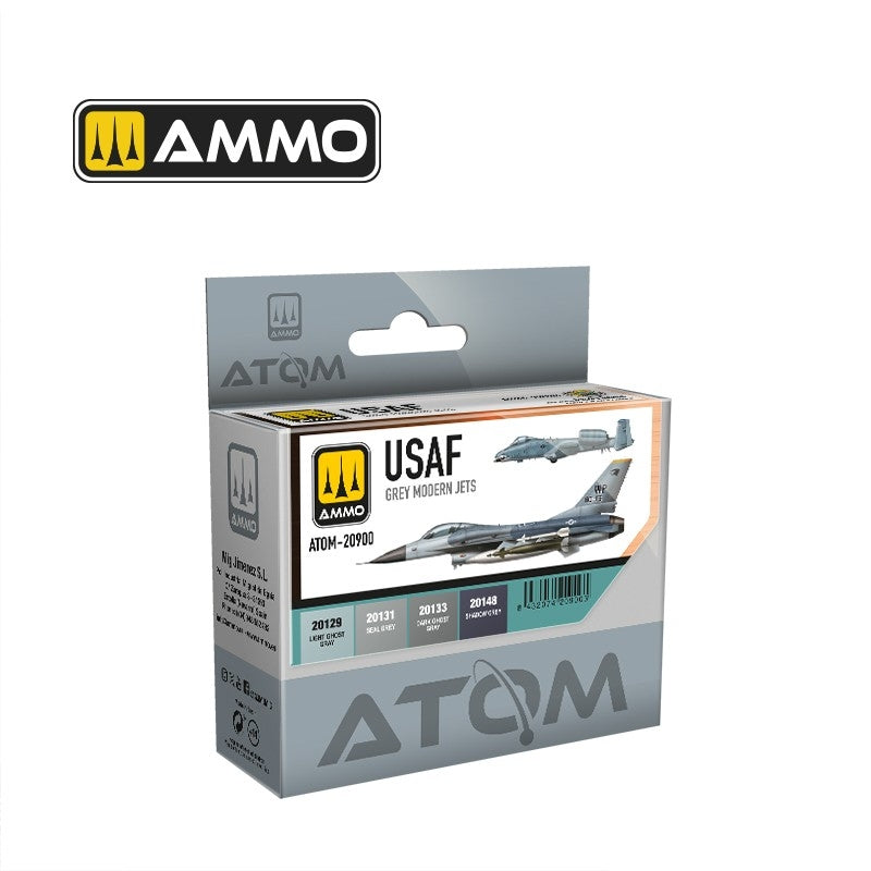 AMMO by Mig Jimenez 20900 ATOM USAF Gris Jets Modernes, Coffret de 4 x 20 ml