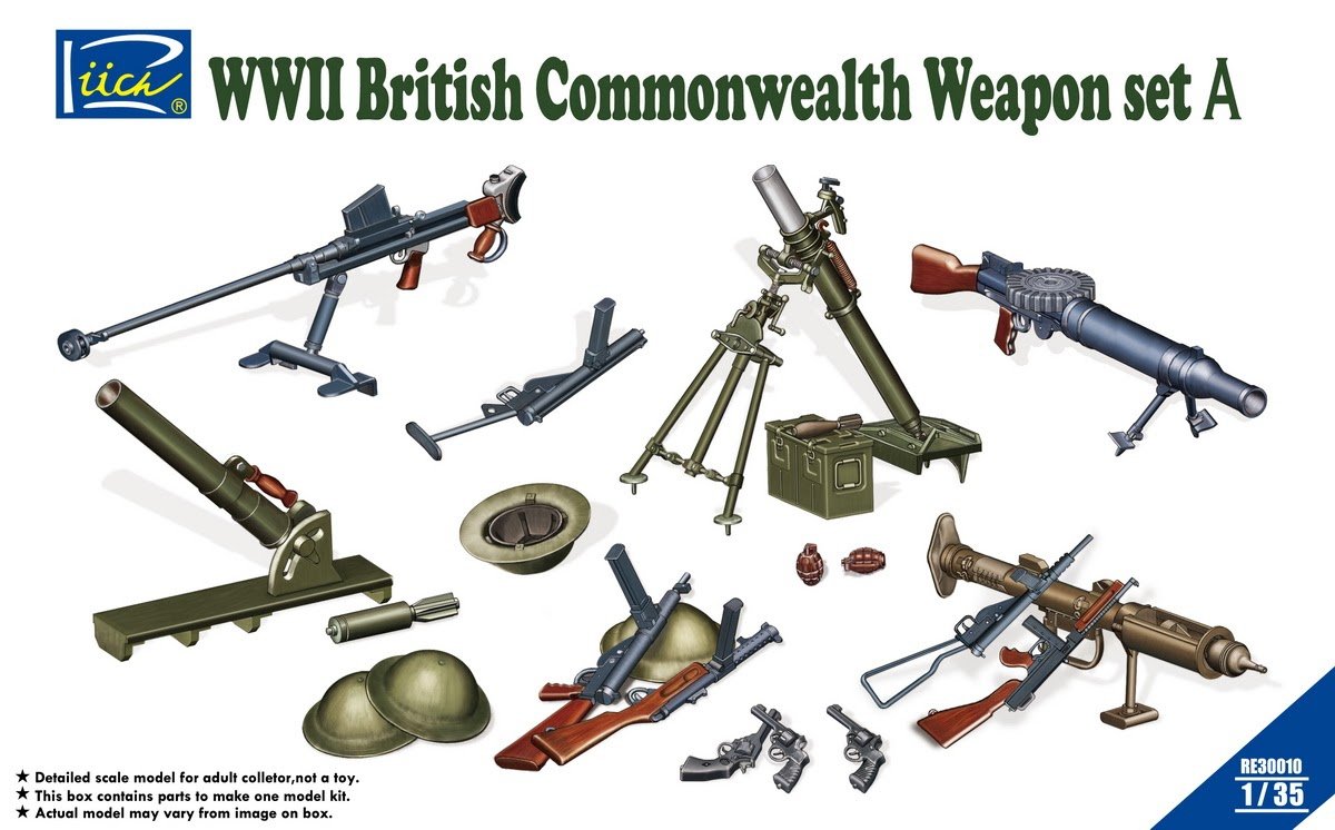 Riich Models RE30010 Ensemble d'armes du Commonwealth britannique A (1939-1945) (1/35)