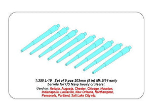 Aber 350L-19 Jeu de 9 canons de 203 mm pour canon de type Nouvelle-Orléans (1/350) – image 4