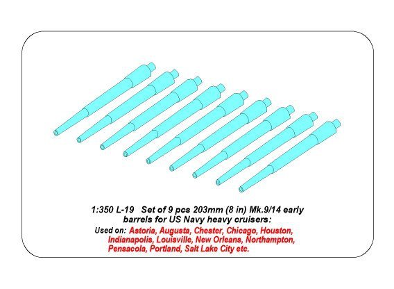 Aber 350L-19 Jeu de 9 canons de 203 mm pour canon de type Nouvelle-Orléans (1/350) – image 4