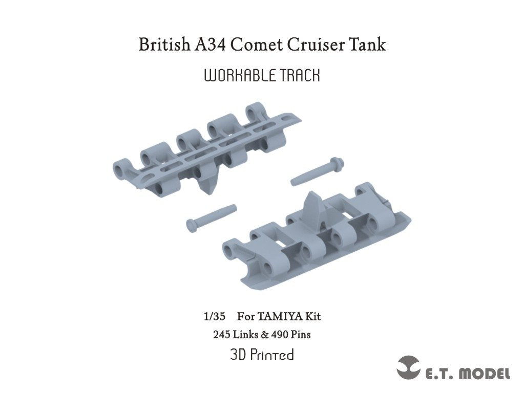 ET Model P35-068 Chenilles fonctionnelles pour char de croisière britannique A34 Comet, compatible avec la maquette TAMIYA (impression 3D), échelle 1/35
