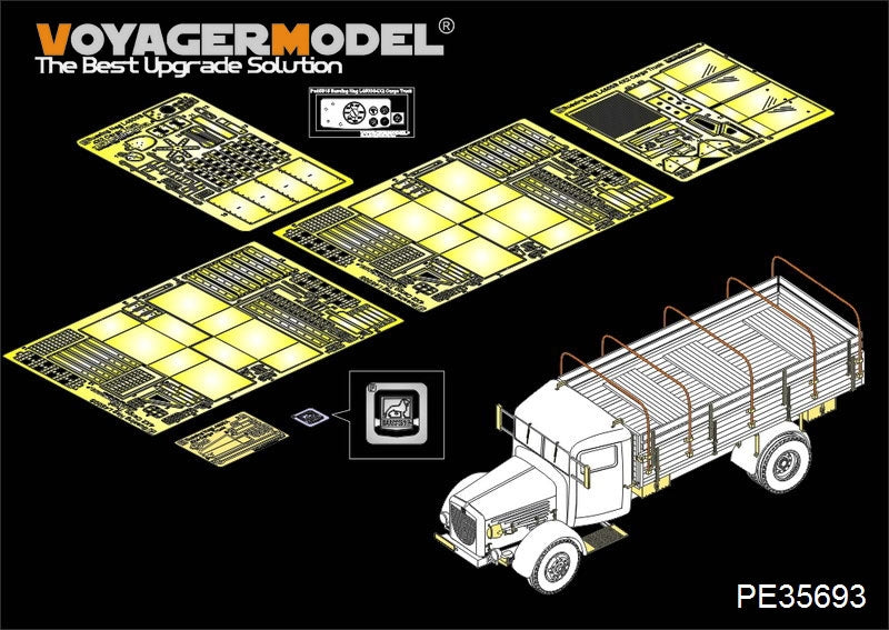 Camion cargo allemand Bussing Nag L4500A 4x4 de la Seconde Guerre mondiale, modèle Voyager PE35693, pour AFV 35270, échelle 1/35