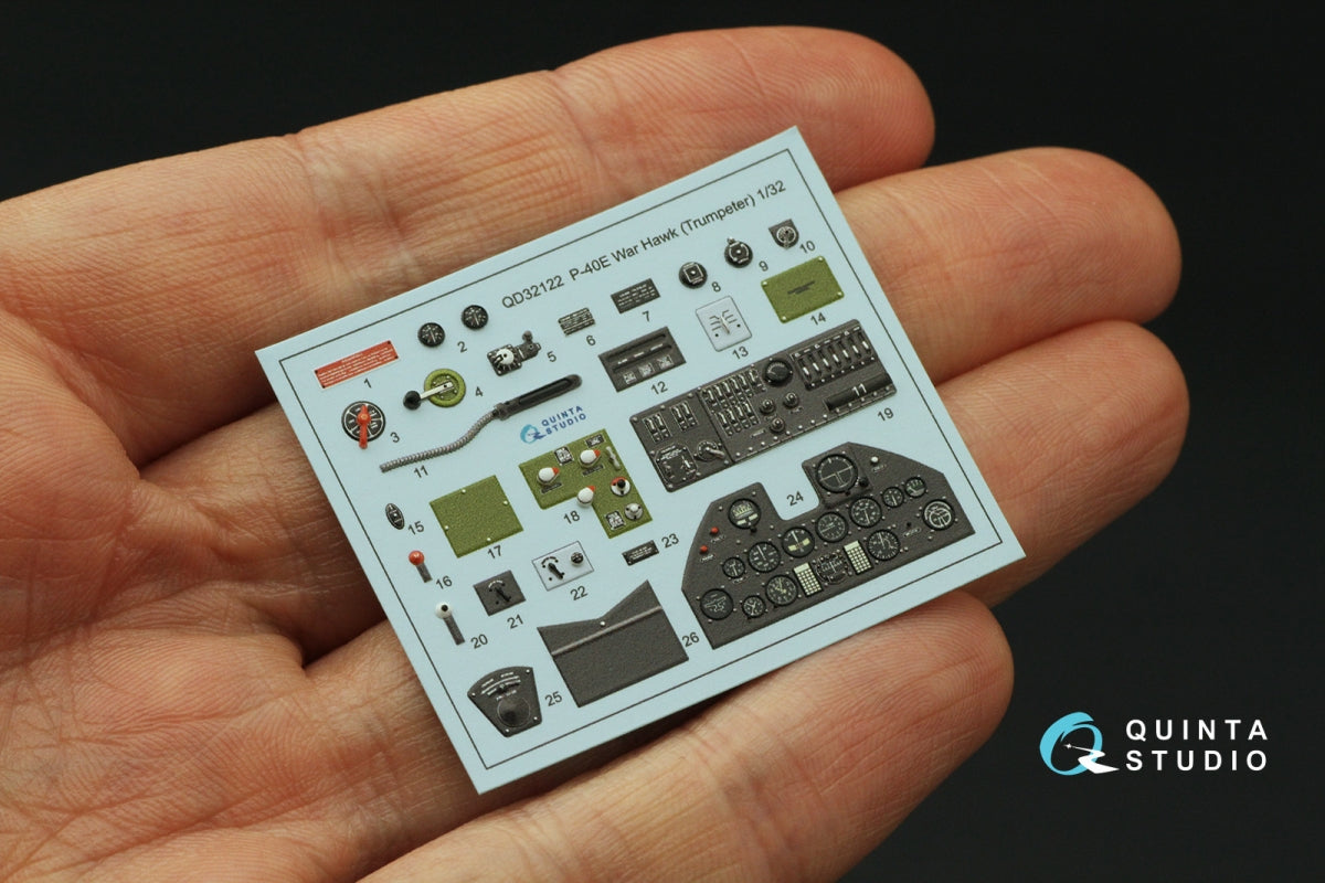 Intérieur imprimé en 3D et coloré sur papier décalcomanie Quinta Studio QD32122 P-40E War Hawk (Trumpeter) 1/32 – immagine 3