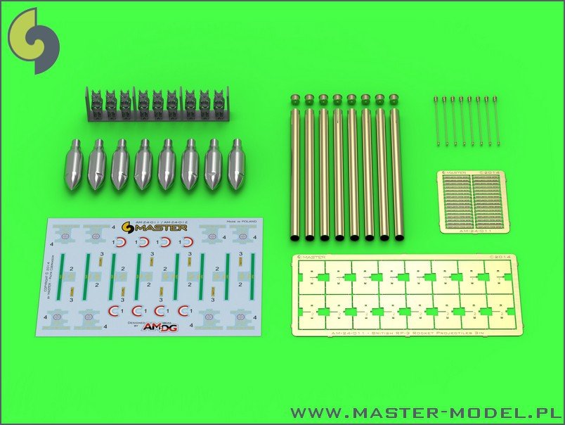 Master AM-24-012 Canon à roquettes britannique RP-3 de 3 pouces avec têtes SAP de 60 lb (8 pièces) (1/24)