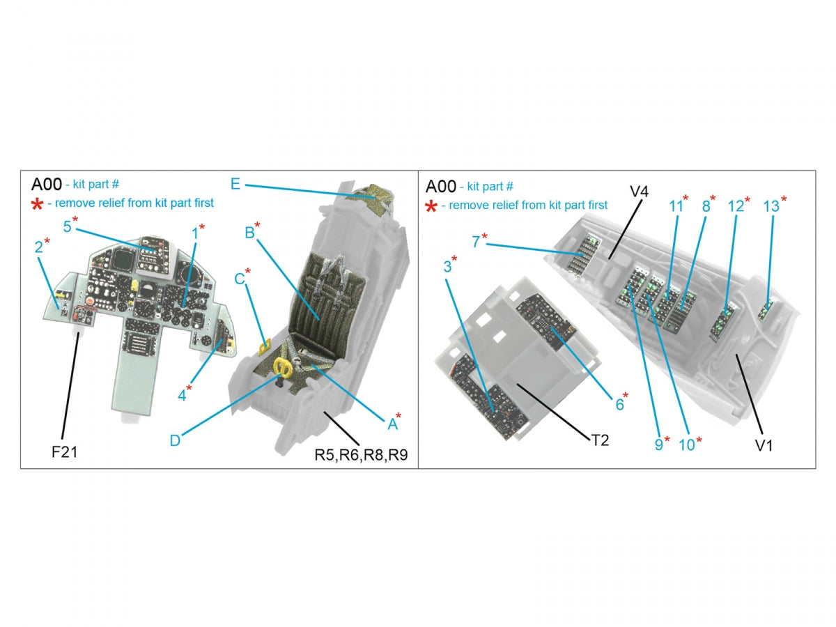 Intérieur imprimé en 3D et coloré sur papier décalcomanie Quinta Studio QD72079 F-15C Early/F-15A/F-15J early (GWH) 1/72 – imagen 2