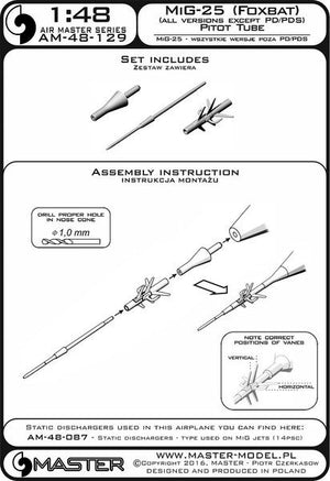 Master AM-48-129 MiG-25 (Foxbat) (toutes versions sauf PD/PDS) - Tube Pitot 1/48 – image 4