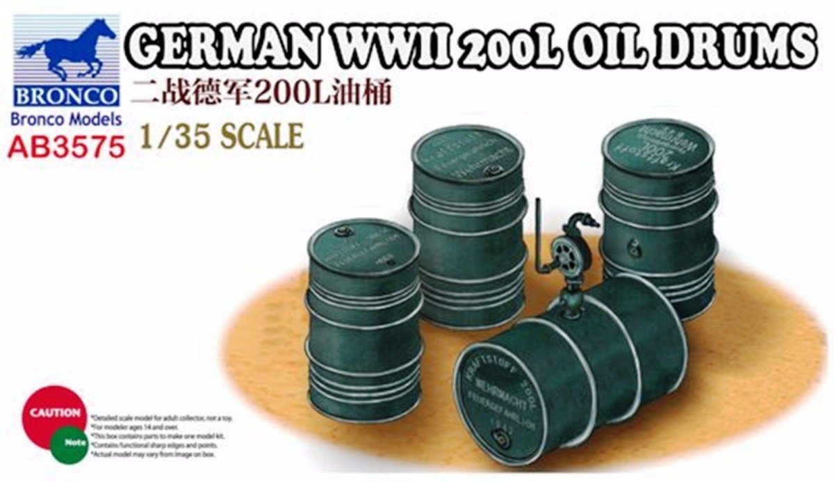 Bronco AB3575 Fûts d&amp;#39;huile allemands de 200 L de la Seconde Guerre mondiale, échelle 1/35