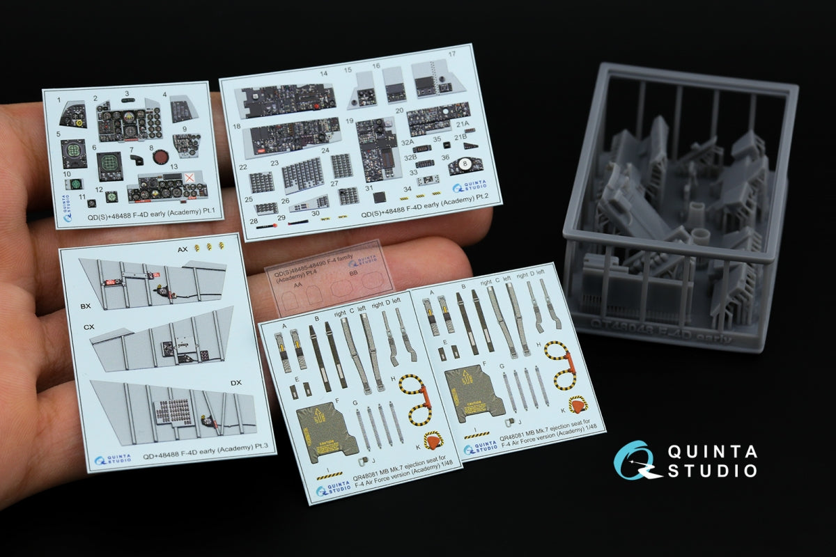 Quinta Studio QD+48488 F-4D Phantom II (première génération) Intérieur imprimé en 3D et coloré sur papier décalcomanie (Academy) (avec pièces en résine imprimées en 3D) 1/48 – Bild 2