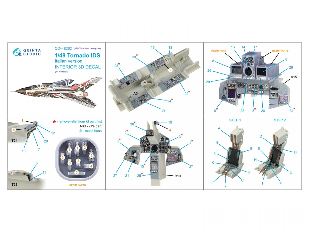 Quinta Studio QD+48262 Tornado IDS Intérieur italien imprimé en 3D et coloré sur papier décalcomanie (Revell) (avec pièces en résine imprimées en 3D) 1/48 – image 2