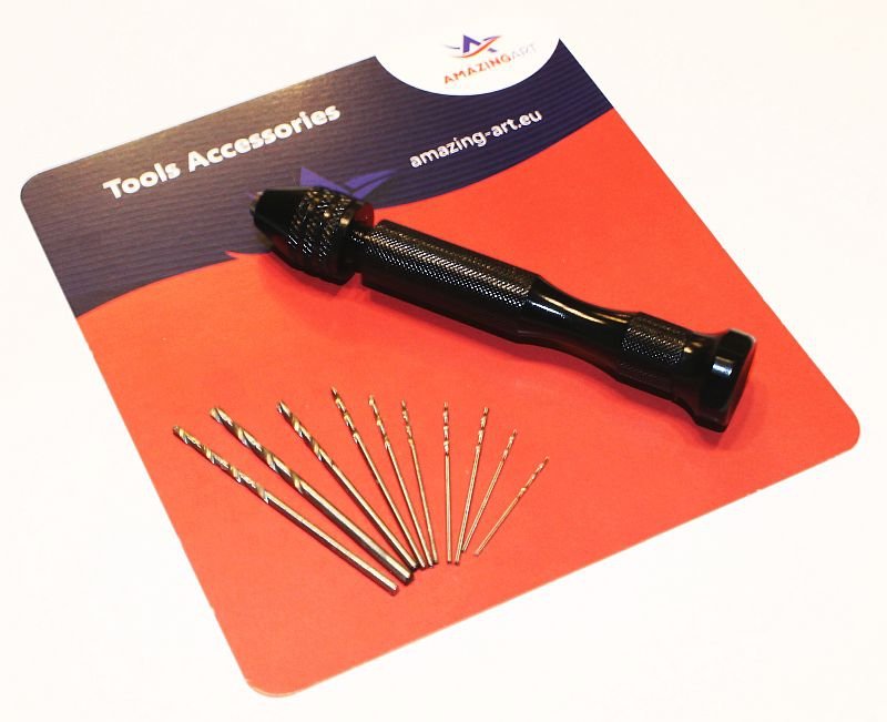 Amazing Art 14019 MINI HAND DRILL + 10 DRILL BITS VARIOUS SIZES