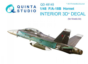 Intérieur imprimé en 3D et coloré sur papier décalcomanie Quinta Studio QD48145 F/A-18B (pour kit Kinetic) 1/48